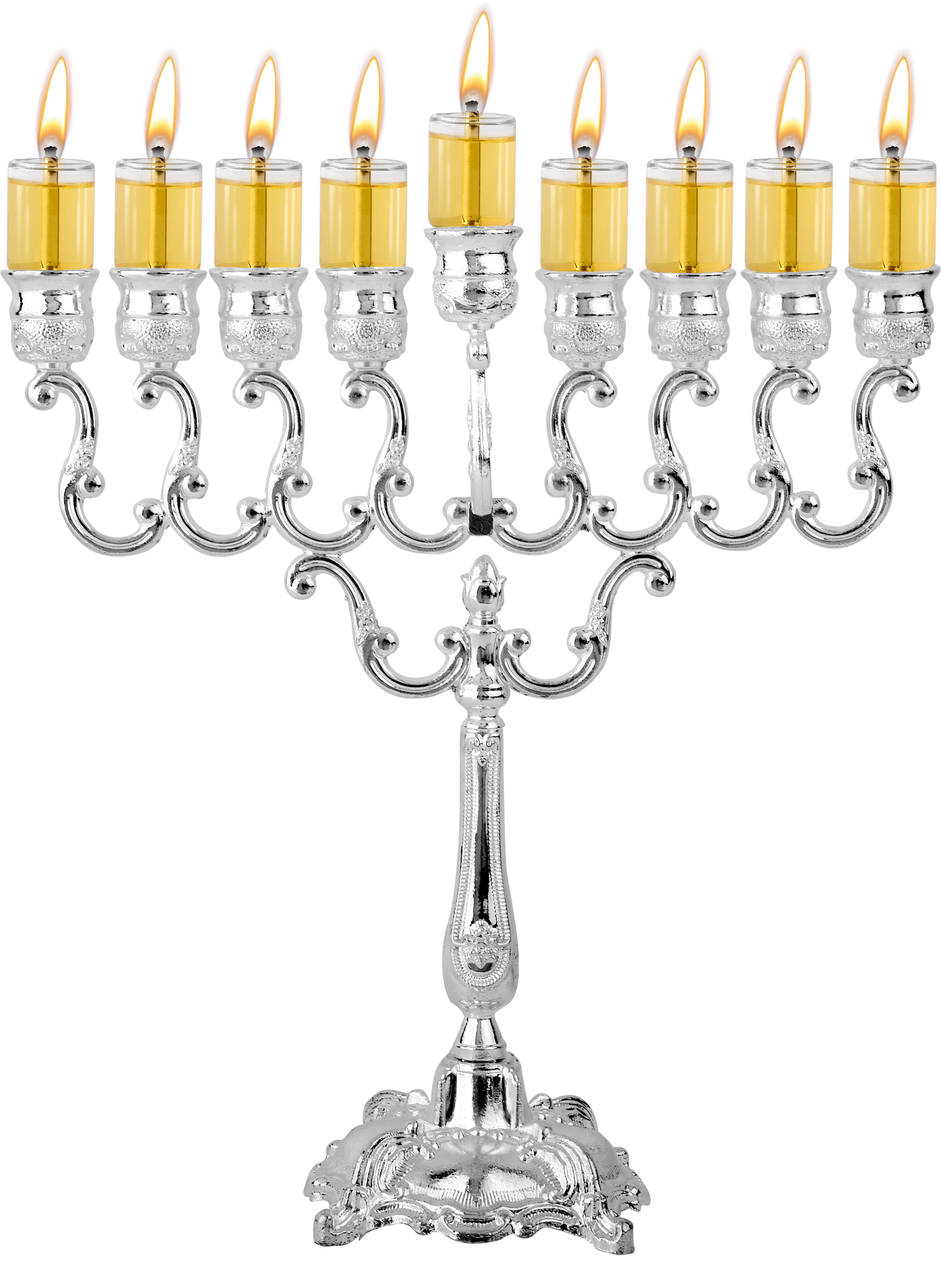 Silver Plated Oil Menorah 10" Height — Judaica Square