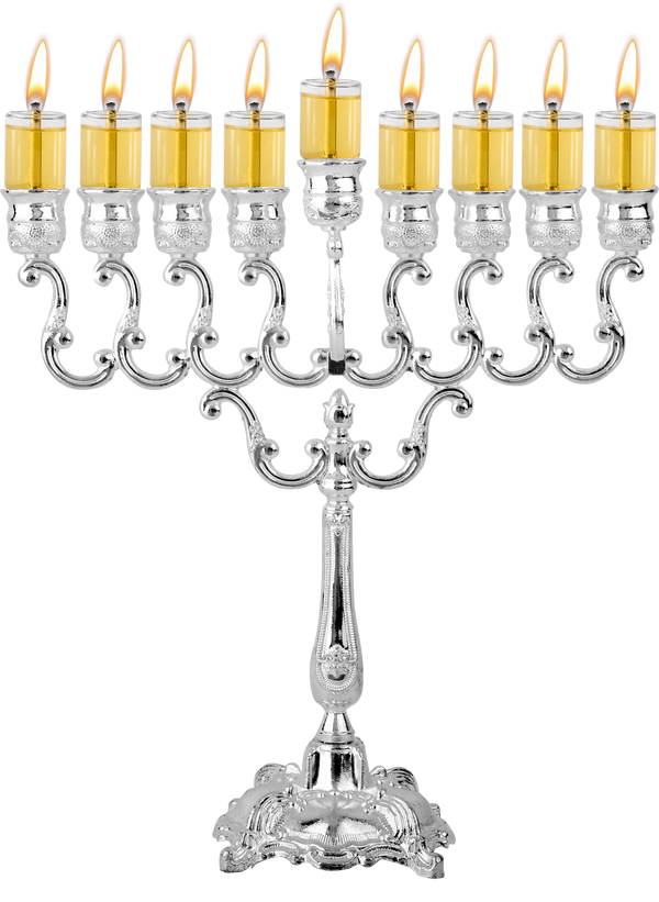 Silver Plated Oil Menorah 10" Height — Judaica Square