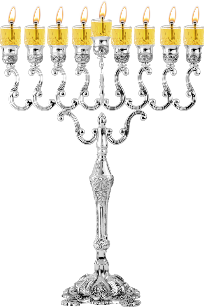 Silver-Plated Oil Menorah 16.5 inch — largest plated chanukiah in the range | Judaica Square Lakewood