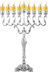 Silver-Plated Oil Menorah 16.5 inch — largest plated chanukiah in the range | Judaica Square Lakewood