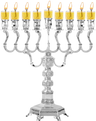 Silver-Plated Oil Menorah — 14 by 14 inch square-proportioned plated chanukiah | Judaica Square Lakewood