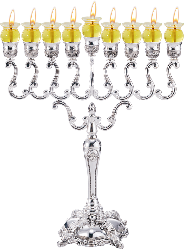 Silver Plated Oil Menorah 14" Height — Judaica Square
