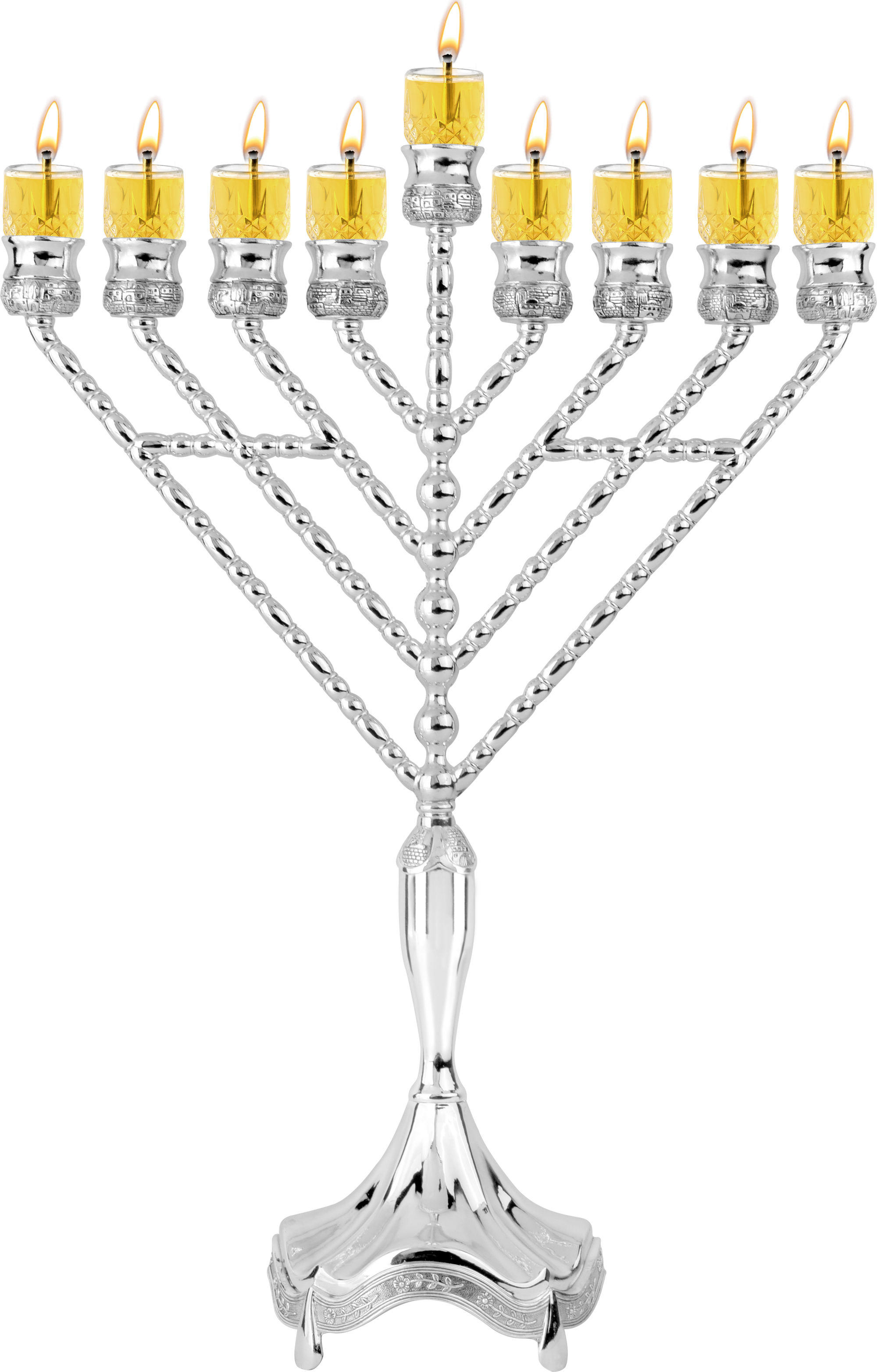 Silver Plated Oil Menorah Rambam — Judaica Square