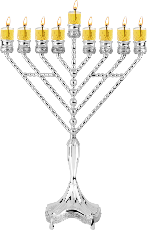 Silver Plated Oil Menorah Rambam — Judaica Square