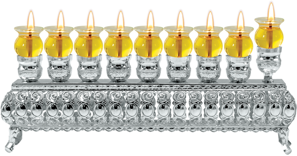 Oil Menorah Silver Plated — Judaica Square