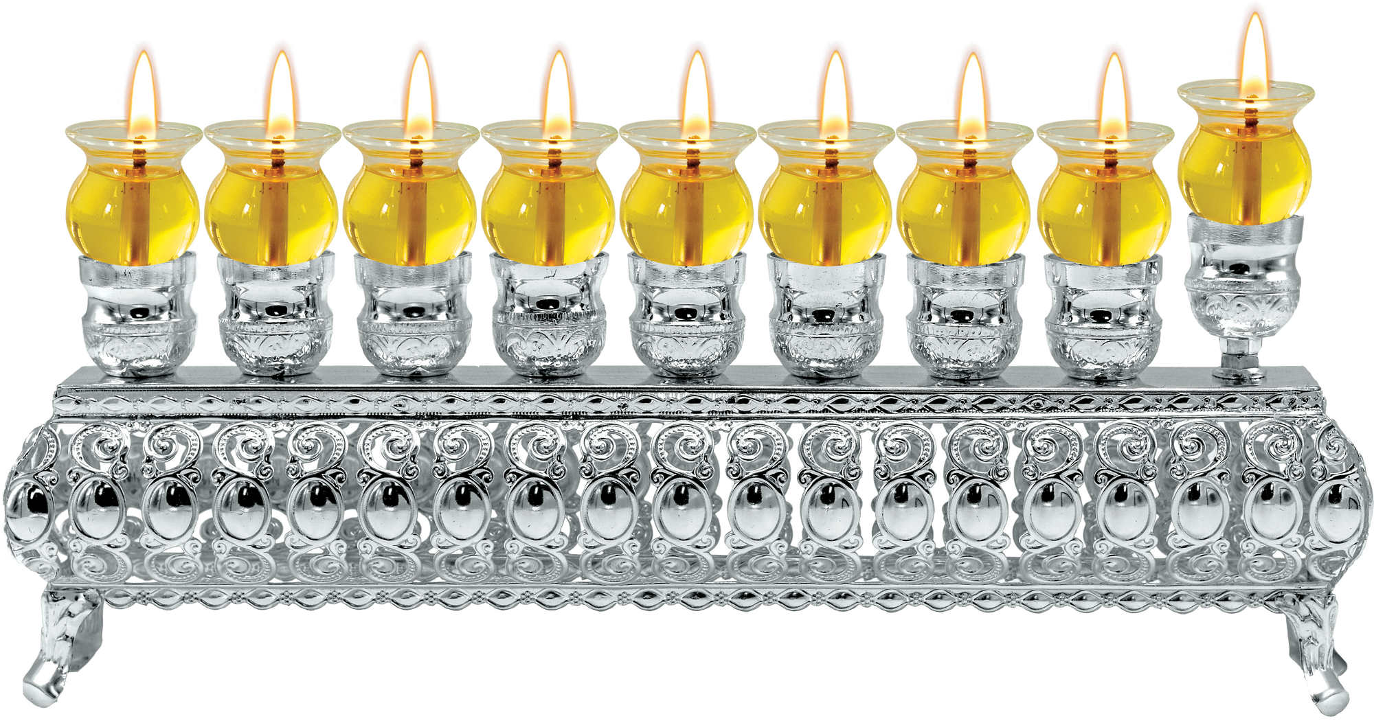 Oil Menorah Silver Plated — Judaica Square