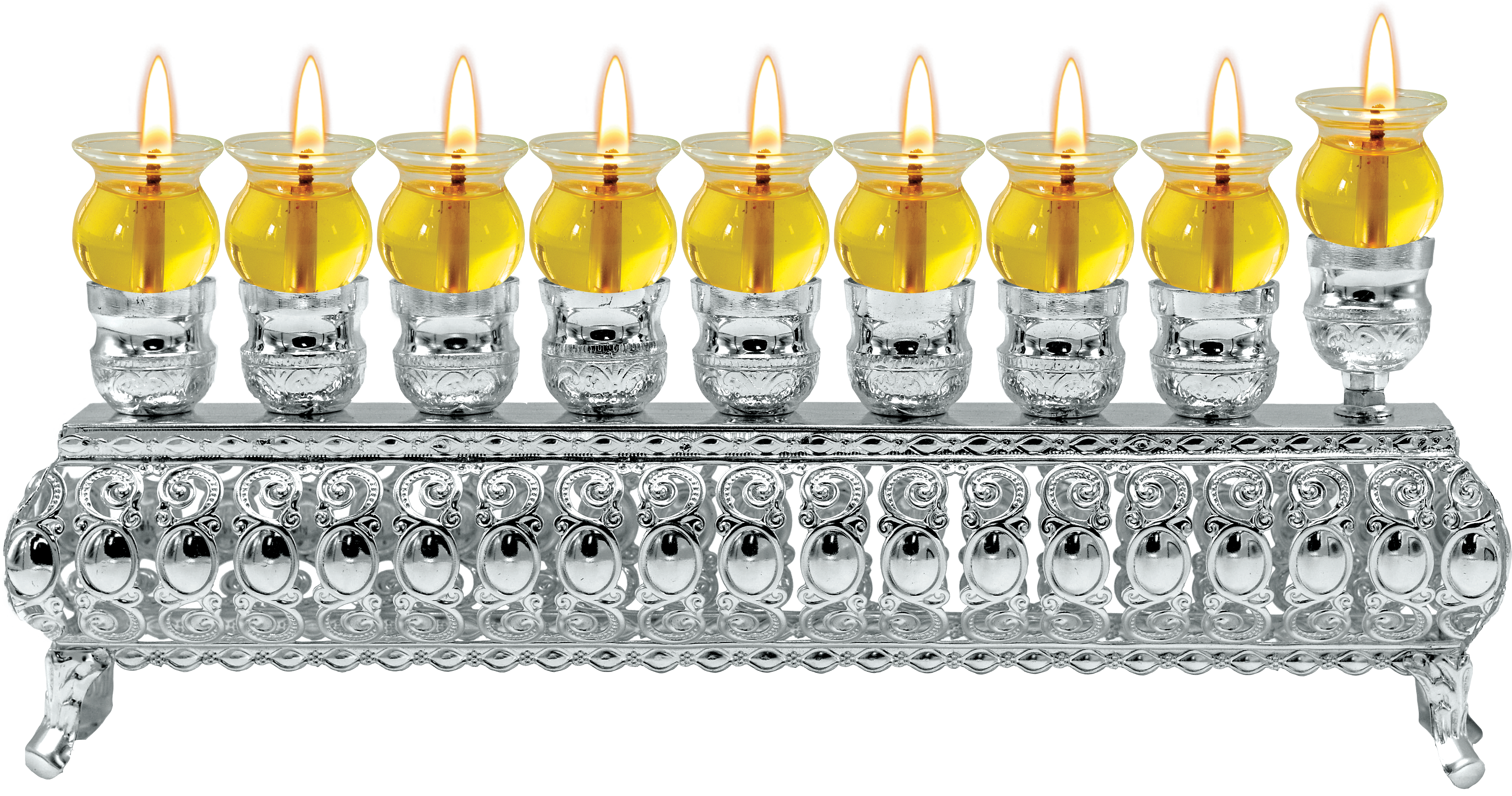 Oil Menorah Silver Plated — Judaica Square