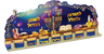 Embossed Tin Menorah — tin menorah with a raised pressed pattern across the back | Judaica Square Lakewood