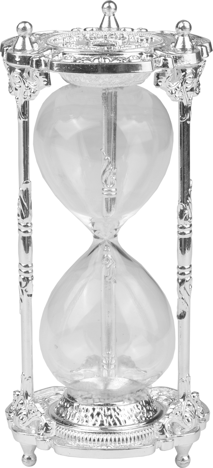 Chanukah Sand Timer, Silver — silver-tone frame with running sand | Judaica Square Lakewood