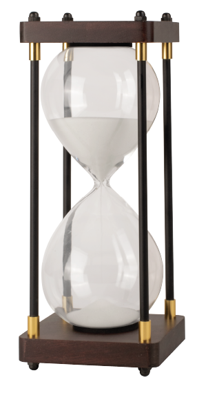 Chanukah Sand Timer — mahogany 30-minute hourglass with a menorah engraved on top | Judaica Square Lakewood