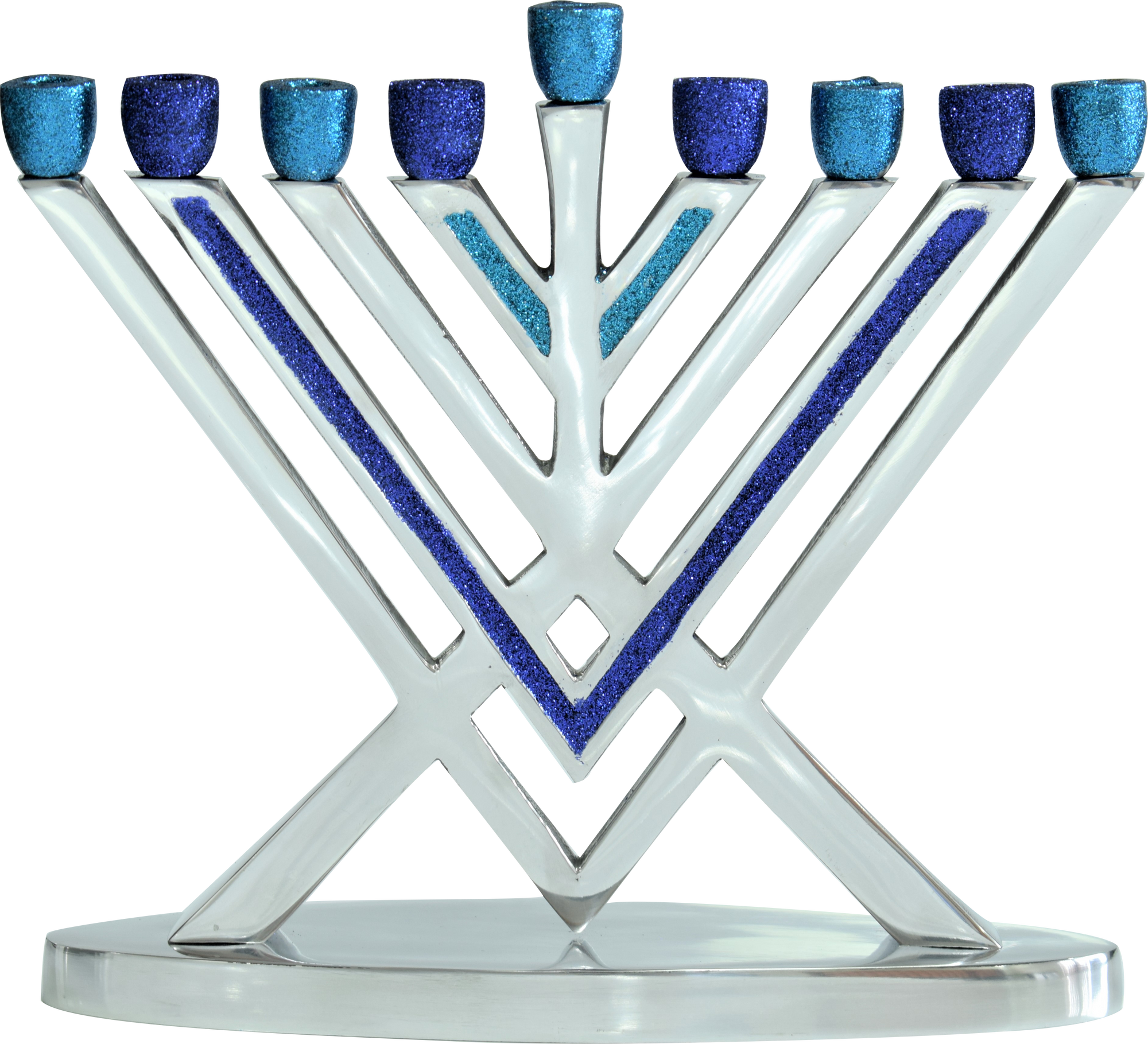Glitter Rambam Aluminum Menorah — Judaica Square