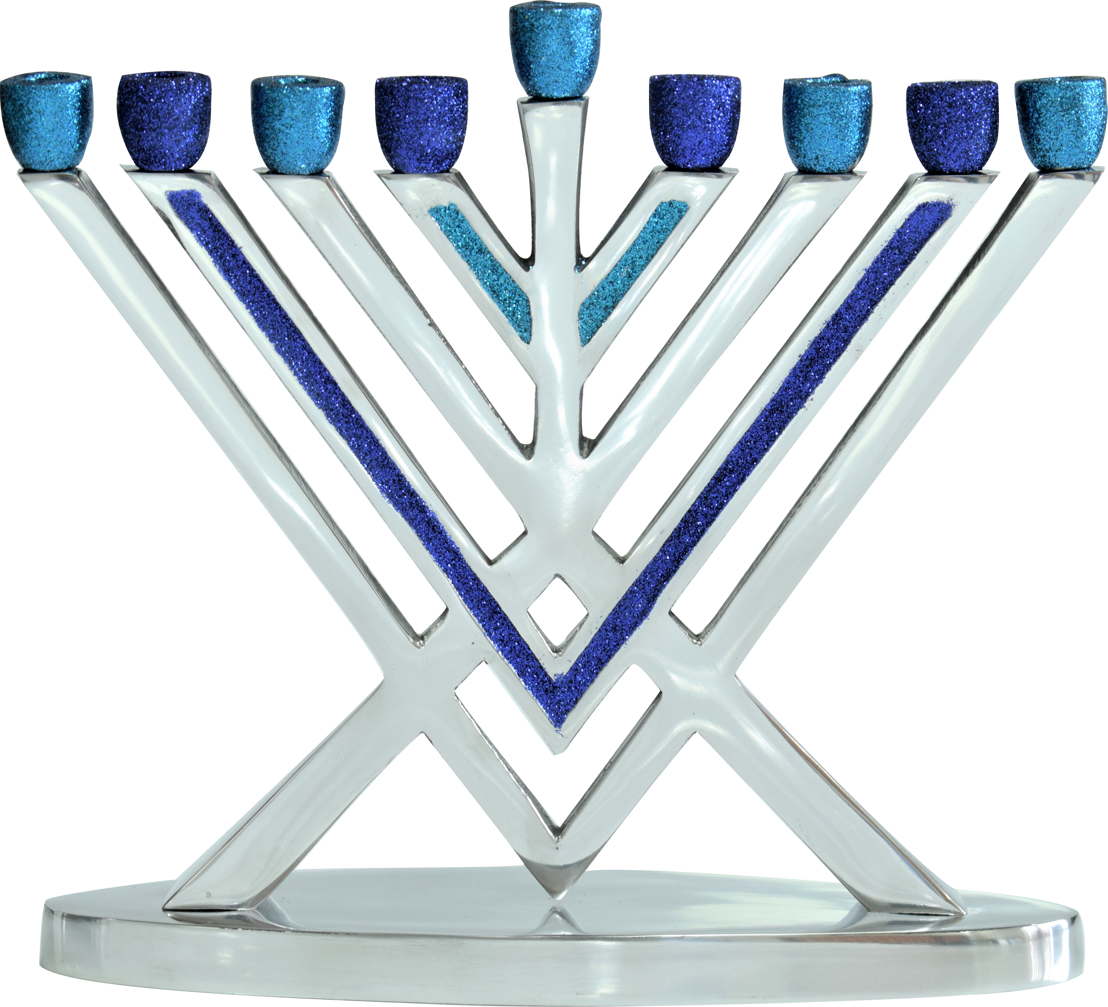 Glitter Rambam Aluminum Menorah — Judaica Square
