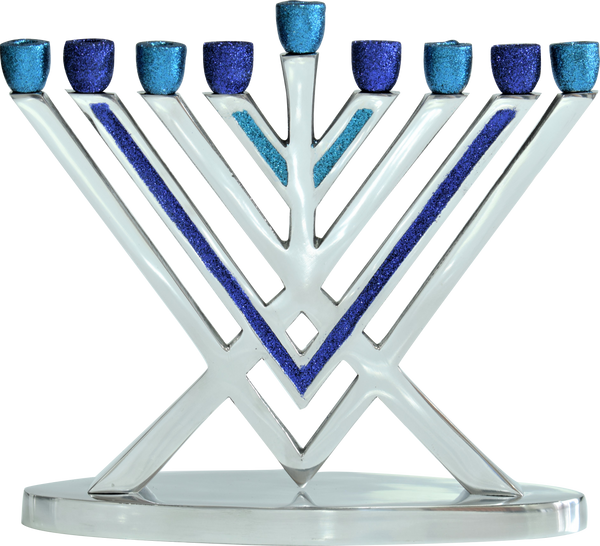 Glitter Rambam Aluminum Menorah — Judaica Square