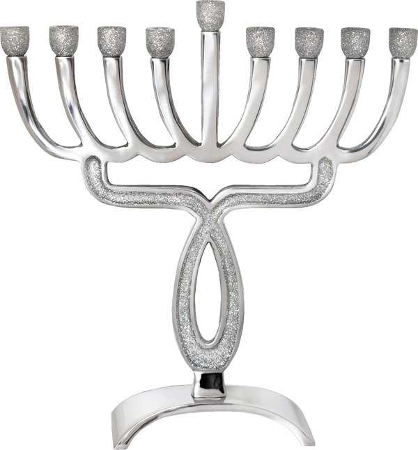 Aluminum Glitter Menorah- Silver — Judaica Square