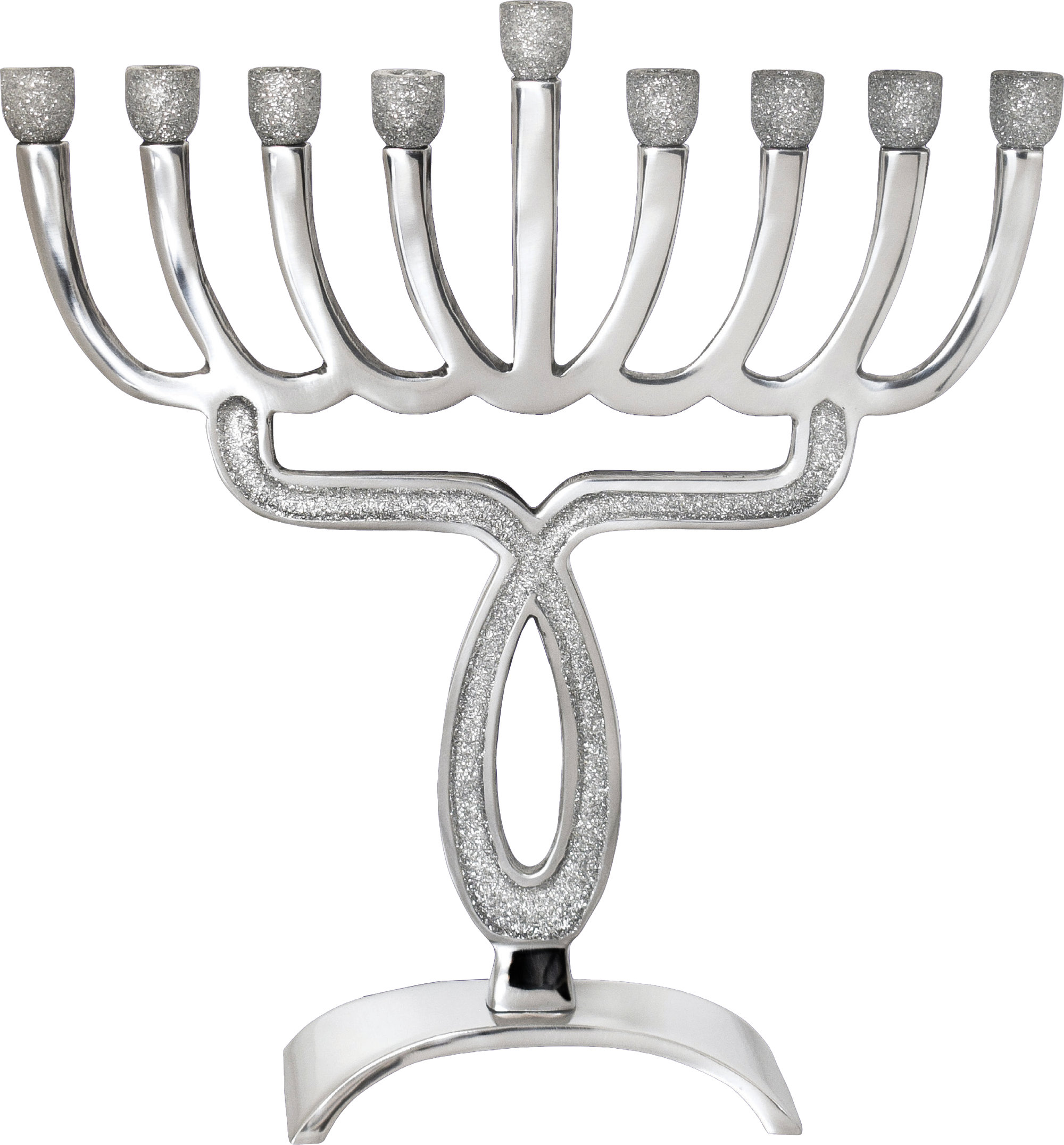 Aluminum Glitter Menorah- Silver — Judaica Square