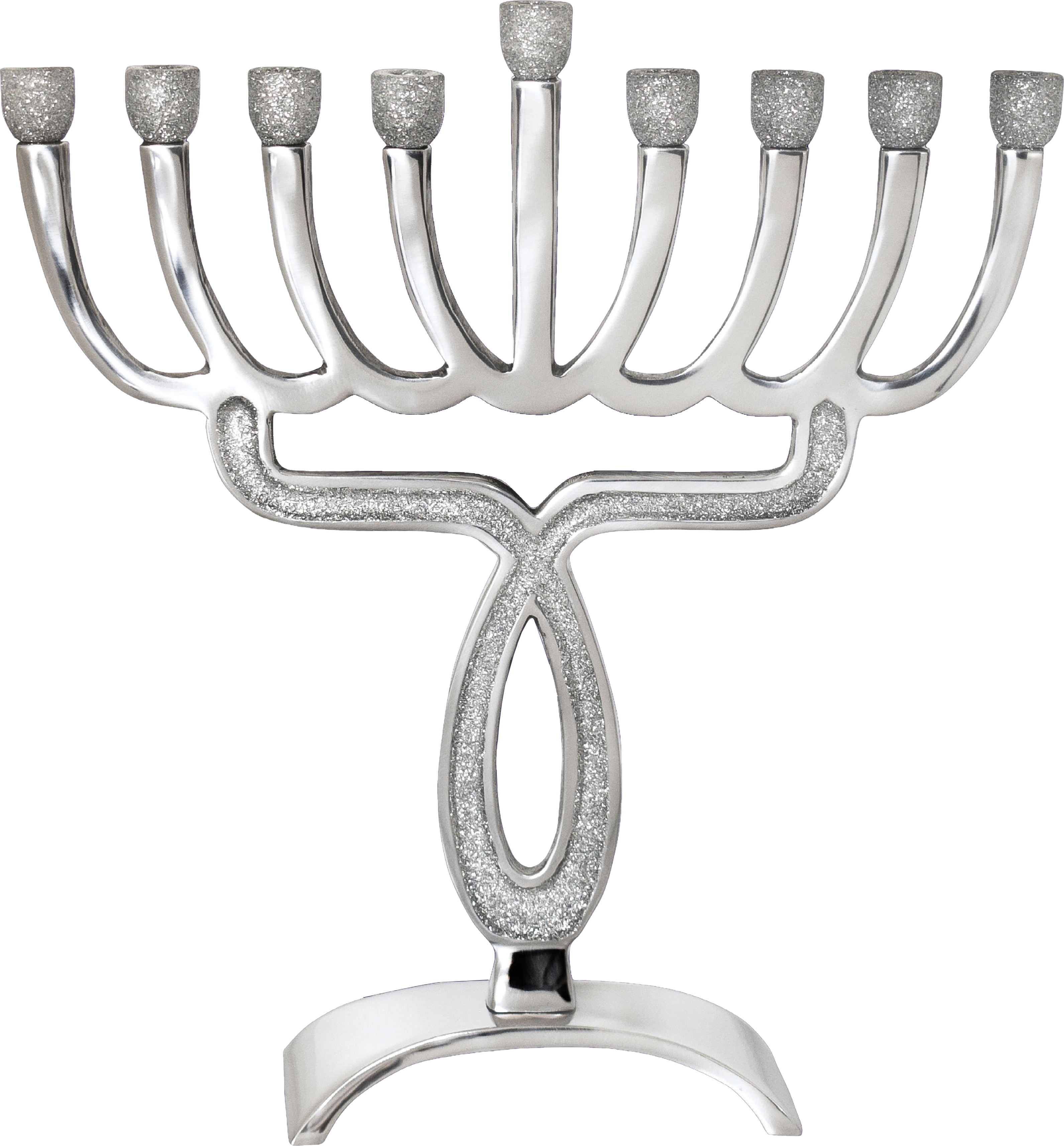 Aluminum Glitter Menorah- Silver — Judaica Square
