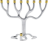 Silvertone Tree of Life Candle Menorah — branching silver menorah with gold candle cups | Judaica Square Lakewood