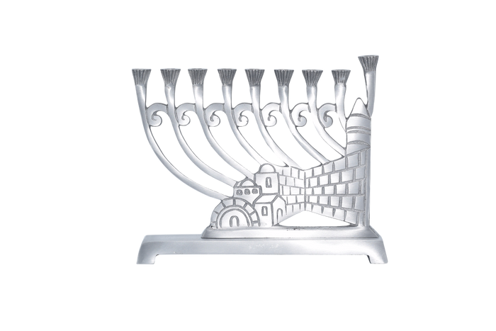 Wall of Lights Aluminum Menorah — upright paneled menorah with eight candle holders | Judaica Square Lakewood