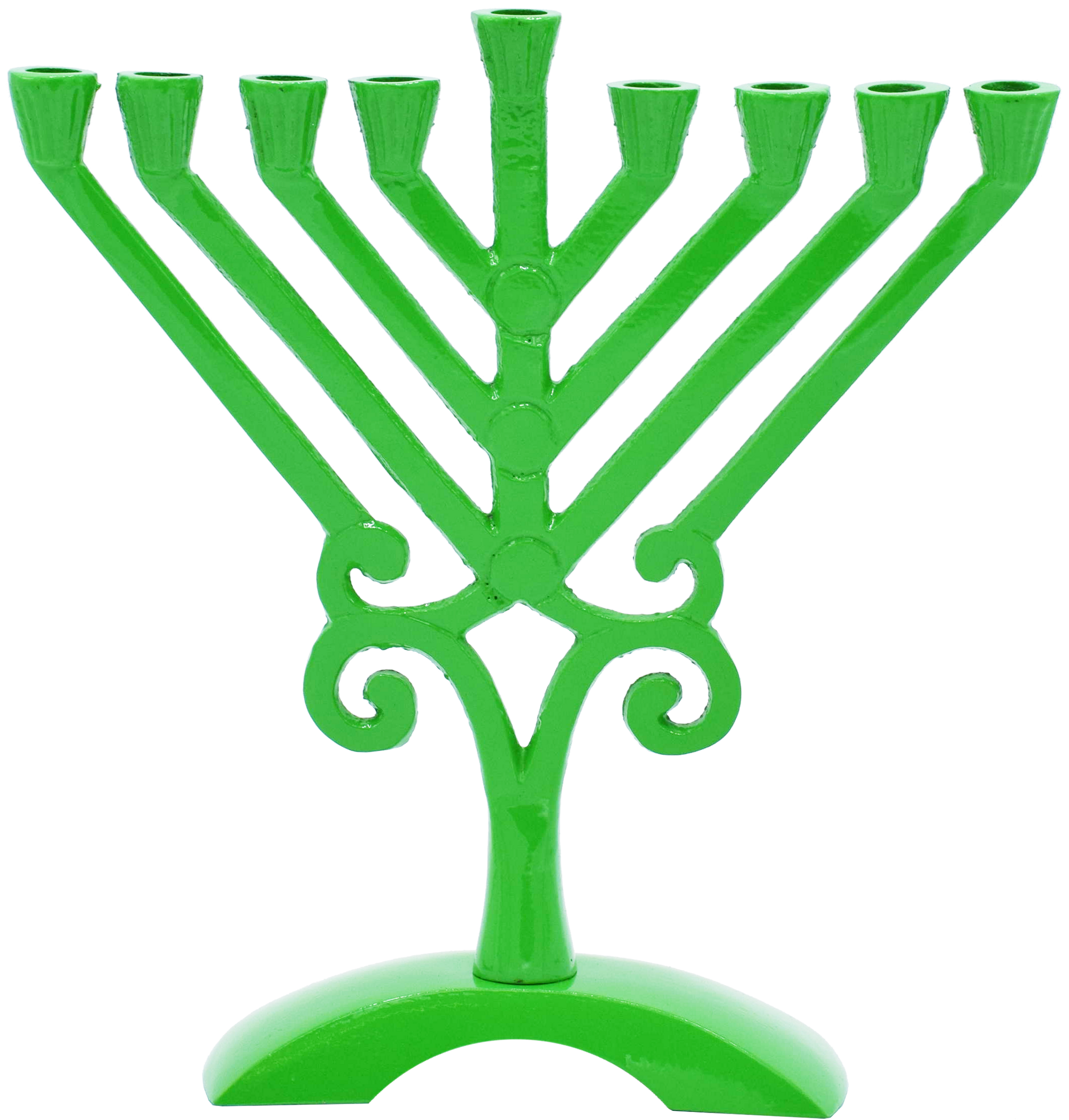 Kids Green Colored Rambam Style Menorah — Judaica Square