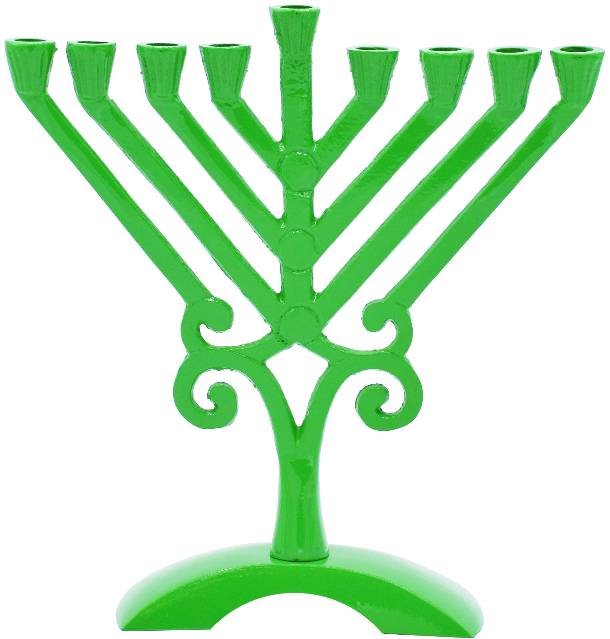 Kids Green Colored Rambam Style Menorah — Judaica Square