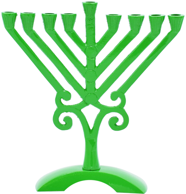 Kids Green Colored Rambam Style Menorah — Judaica Square