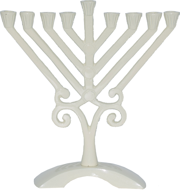 Kids White Colored Rambam Style Menorah — Judaica Square