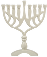 White Colored 7.5 Inch Menorah — compact white-finish Chanukah menorah | Judaica Square Lakewood