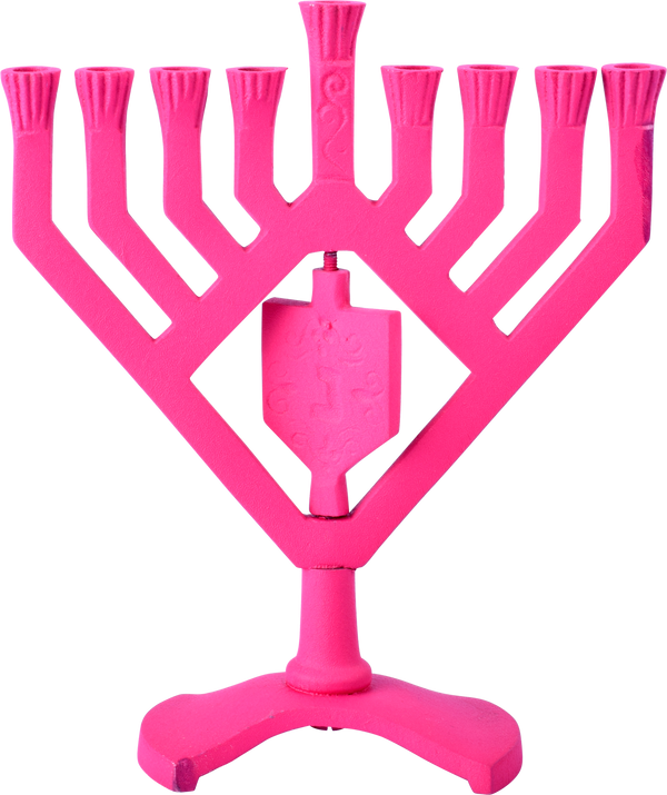 Spinning Dreidel Menorah - Pink — Judaica Square