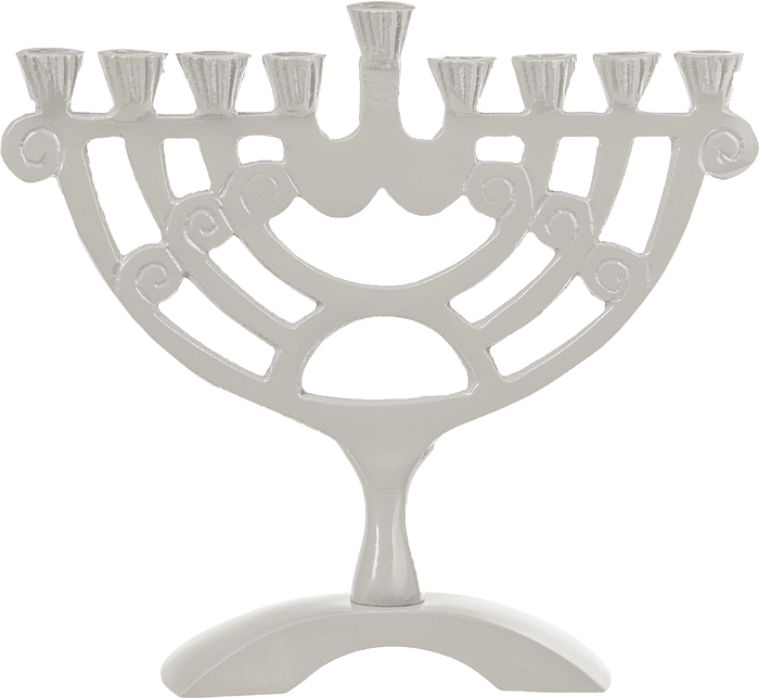 White Colored 6 Inch Menorah — small white menorah with nine candle cups | Judaica Square Lakewood