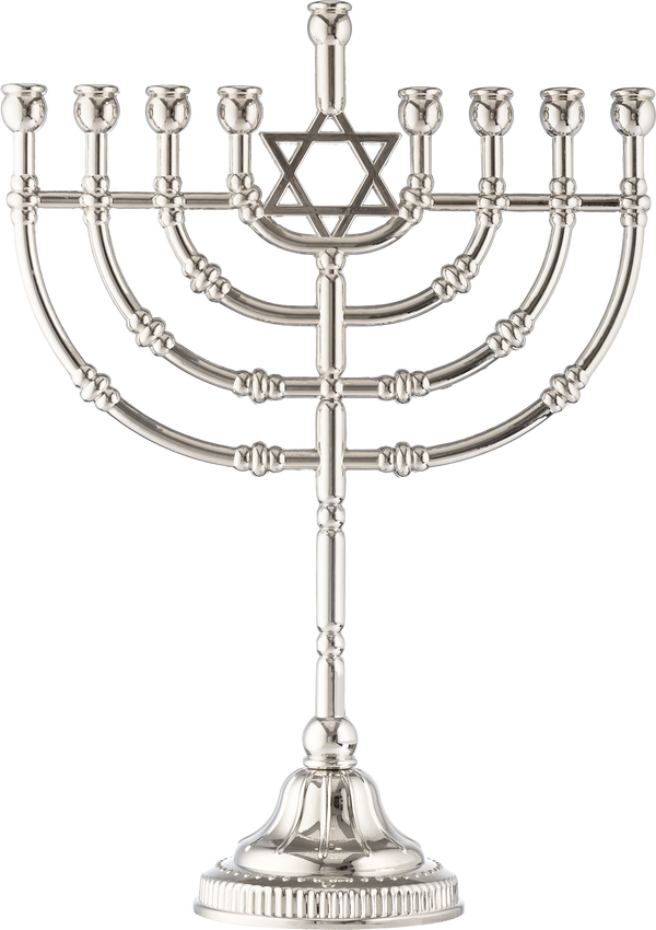 Traditional Menorah Silvertone Finish — Judaica Square
