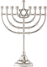 Traditional Menorah, Silvertone Finish — nine-inch branched menorah in bright silvertone | Judaica Square Lakewood