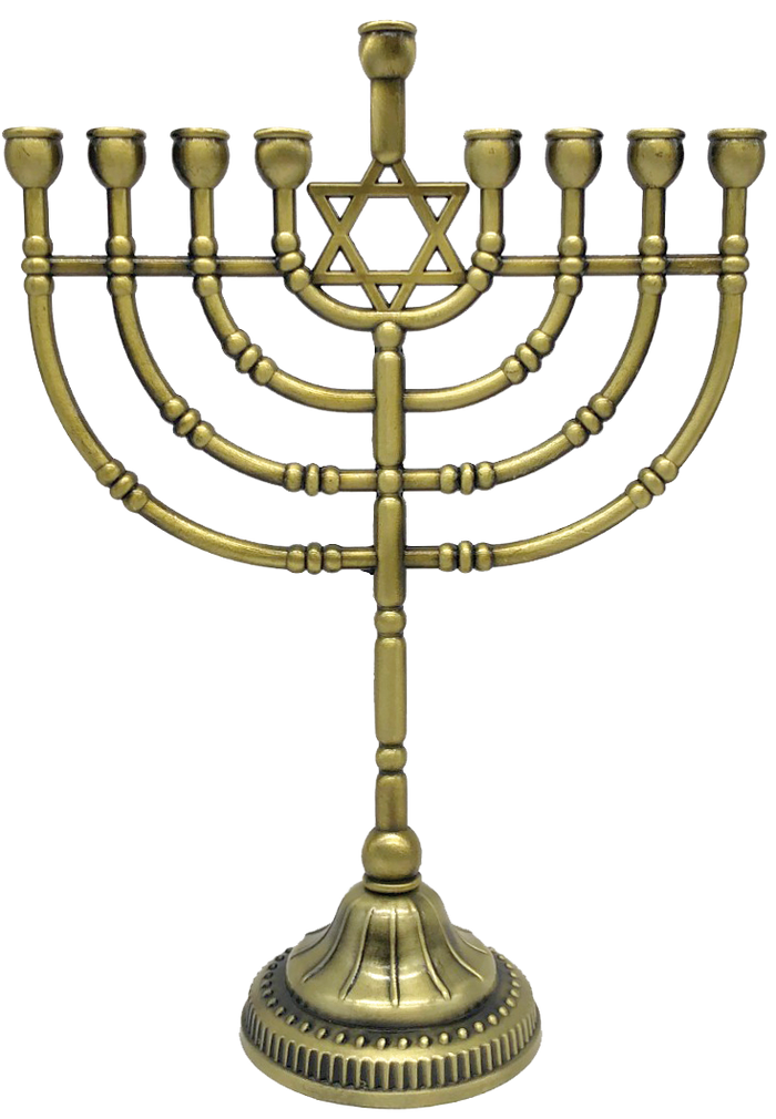 Traditional Menorah, Bronze Finish — classic branched menorah in warm bronze | Judaica Square Lakewood