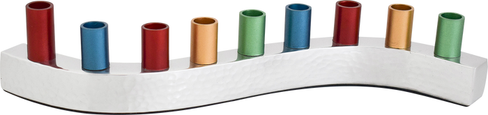 Tidal Chimes Aluminum Menorah — rippling wave-pattern menorah | Judaica Square Lakewood