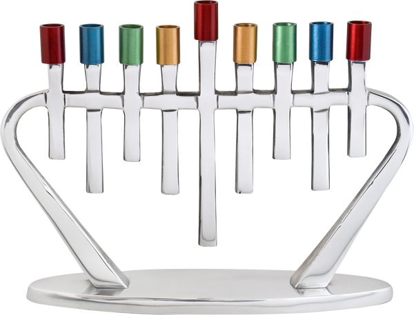 Colorful Aluminum Menorah — Judaica Square