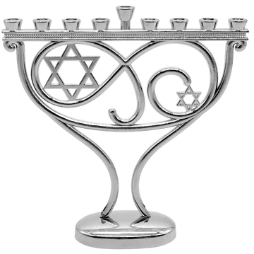 Whimsical Menorah Silvertone Finish — sculpted aluminum menorah with curving branches | Judaica Square Lakewood