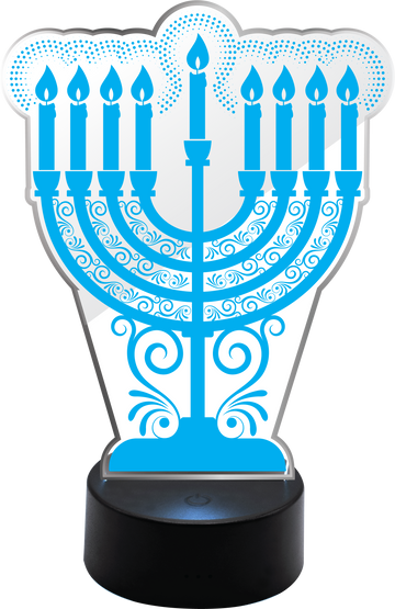 Light-Up Acrylic Menorah — Illuminated 7" x 9.5" Chanukah Display Menorah