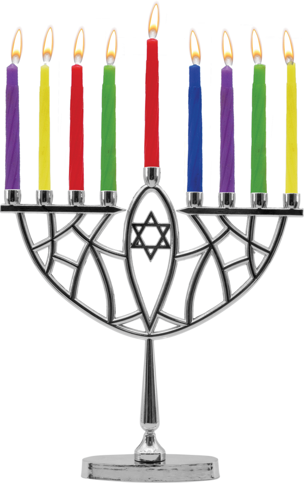 Candle Menorah Set Chrome Prismatic — Judaica Square