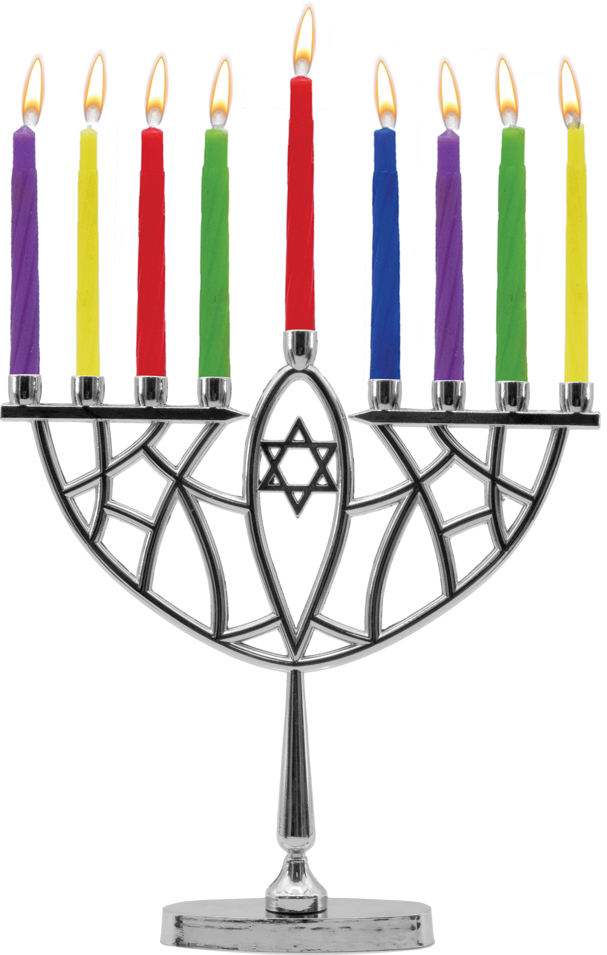 Candle Menorah Set Chrome Prismatic — Judaica Square