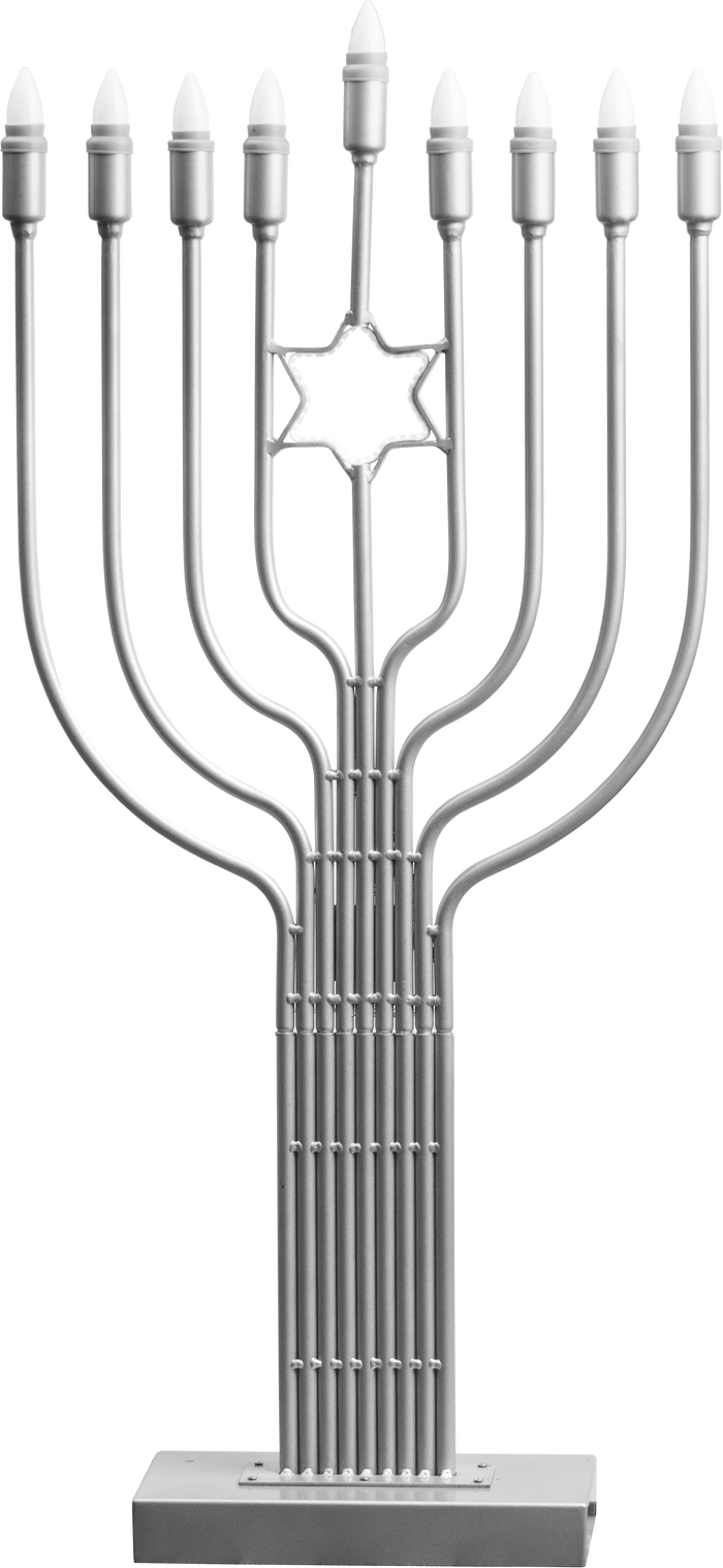 4 ft Outdoor LED Menorah — tall freestanding menorah with nine lit LED lamps | Judaica Square Lakewood