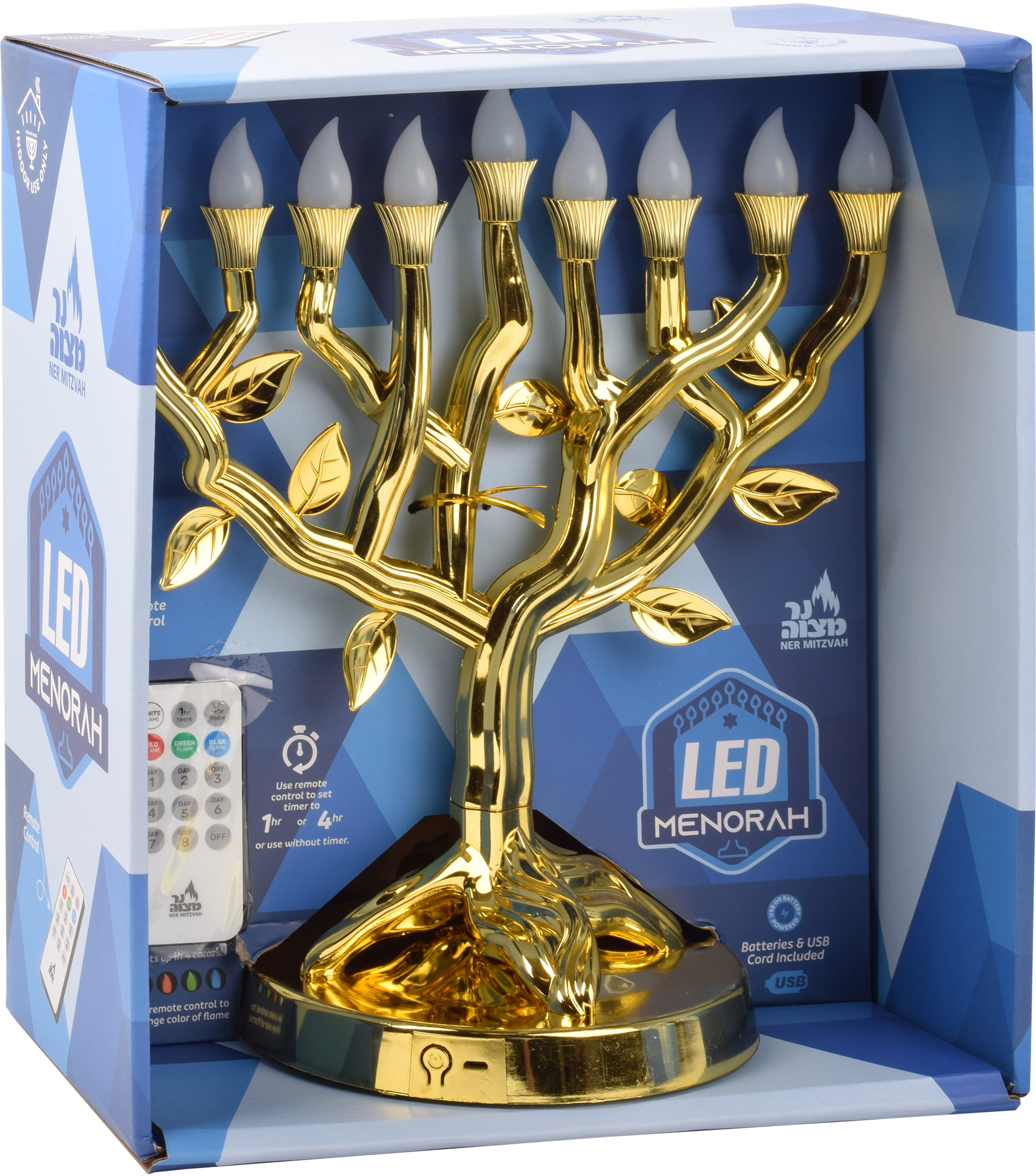 LED Menorah Tree of Life - Gold — Judaica Square