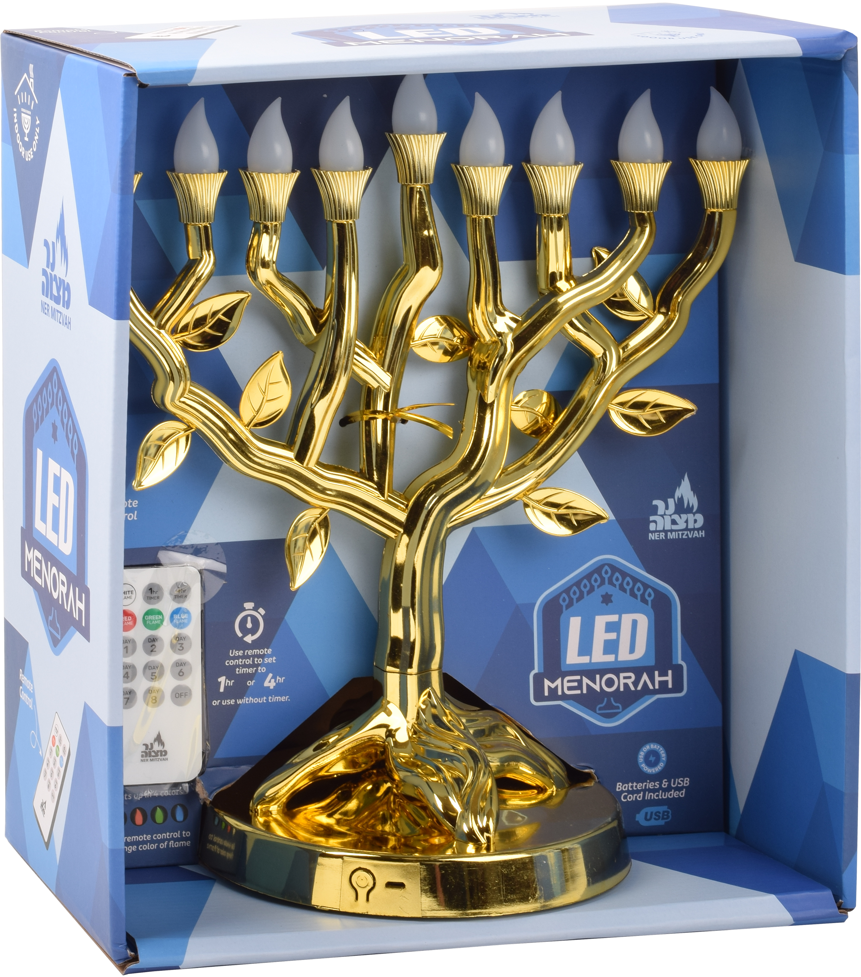 LED Menorah Tree of Life - Gold — Judaica Square