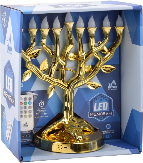 LED Menorah Tree of Life - Gold — Judaica Square