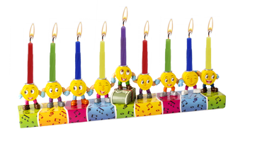 Resin Menorah, Dancing Coins — polyresin menorah with tumbling gelt coins | Judaica Square Lakewood