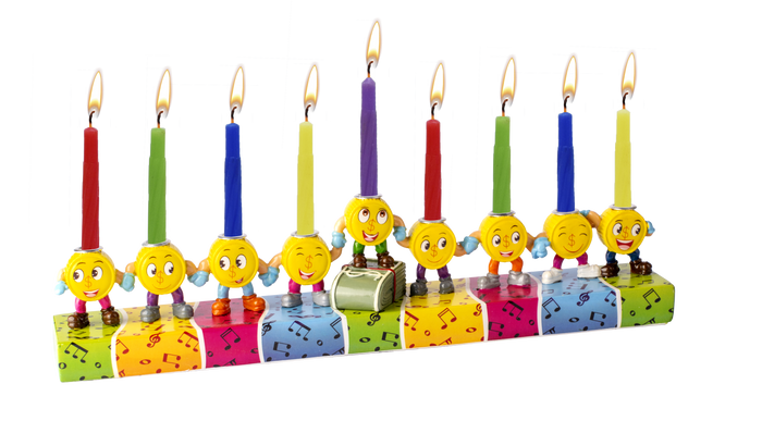Resin Menorah, Dancing Coins — polyresin menorah with tumbling gelt coins | Judaica Square Lakewood