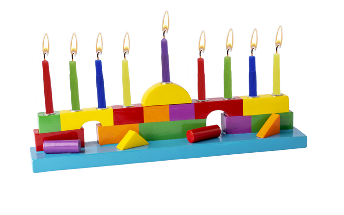 Resin Menorah, Blocks NM30615 — moulded polyresin block menorah | Judaica Square Lakewood