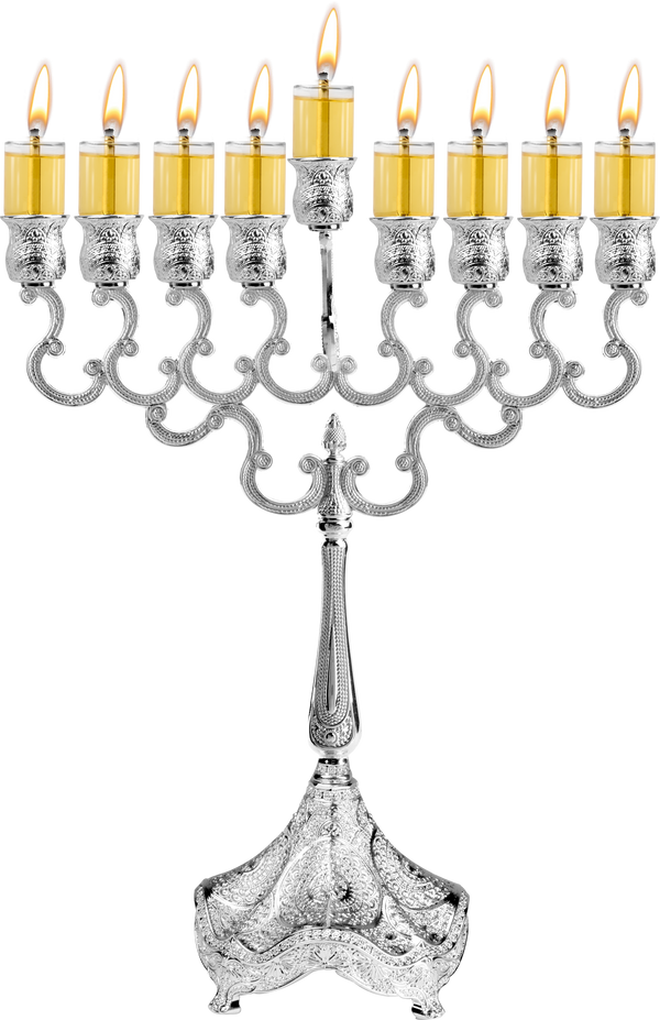 12" Silver Plated Oil Menorah — Judaica Square