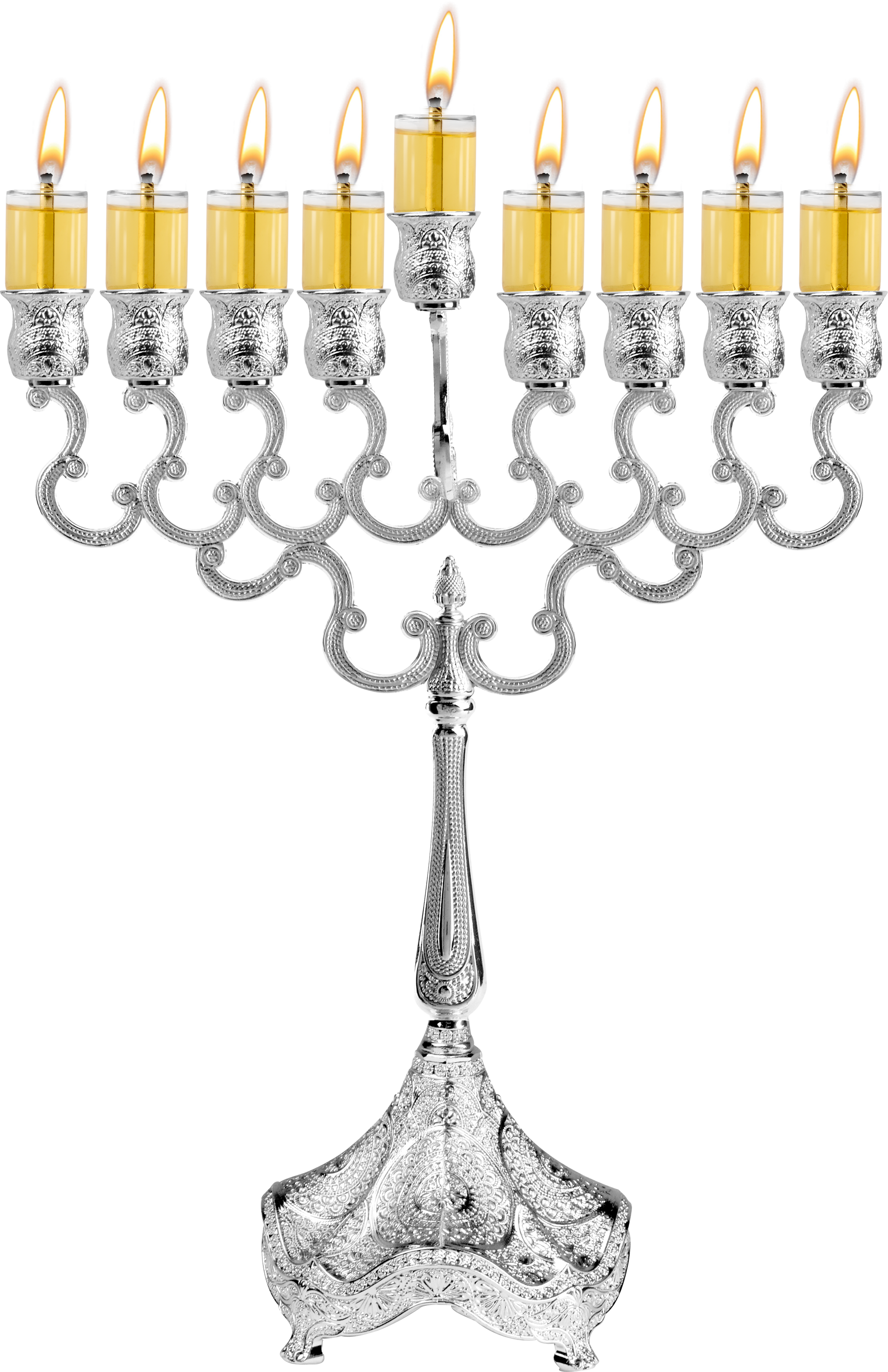 12" Silver Plated Oil Menorah — Judaica Square