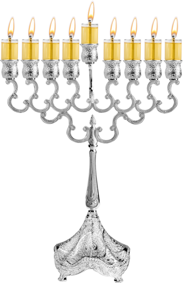 Silver-Plated Oil Menorah — 12-inch polished silver branched menorah | Judaica Square Lakewood