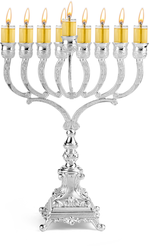 11" Silver Plated Oil Menorah — Judaica Square