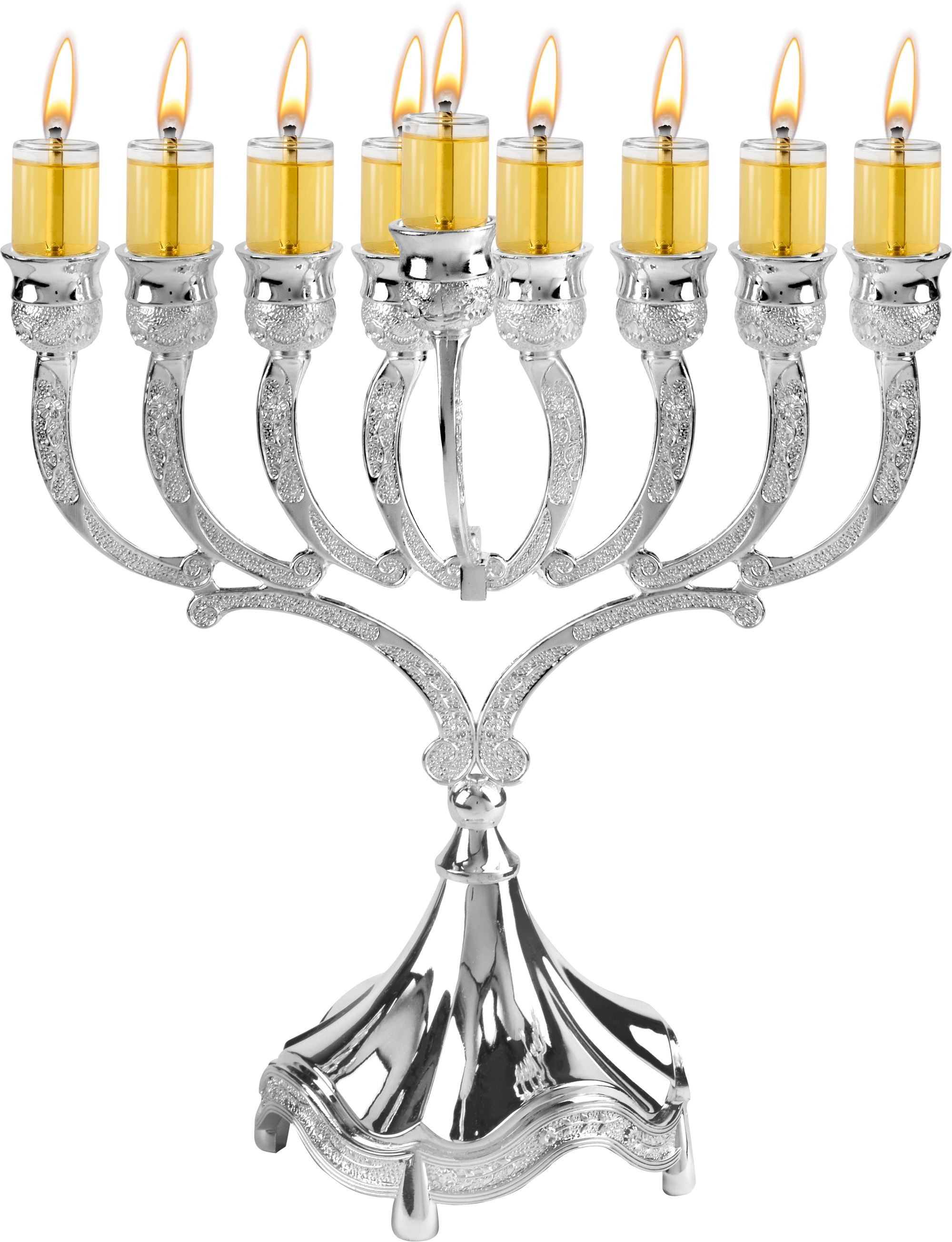 9" Silver Plated Oil Menorah — Judaica Square